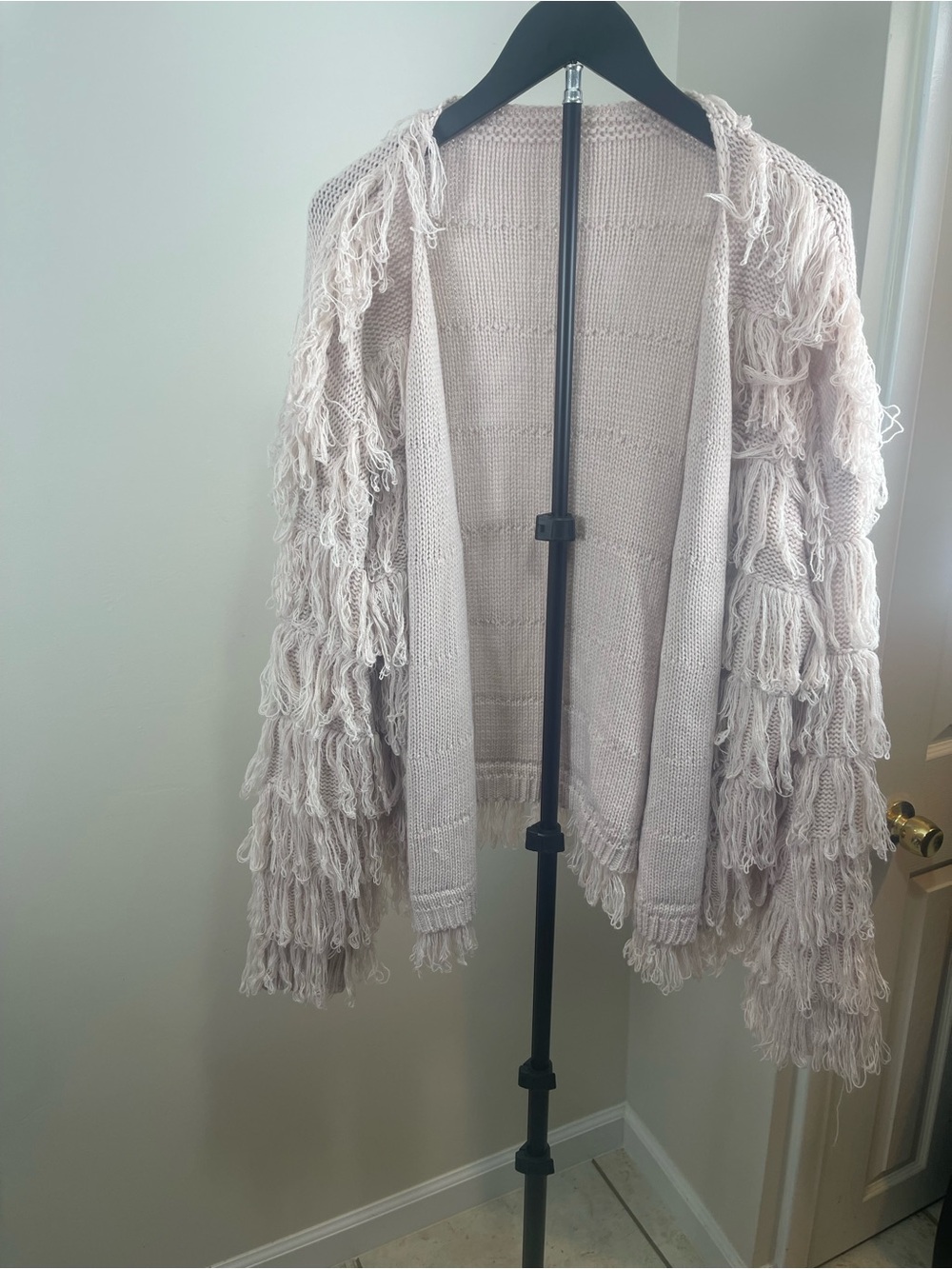 Carolina Herrera Cream Fringe Open-Front Women's Cardigan